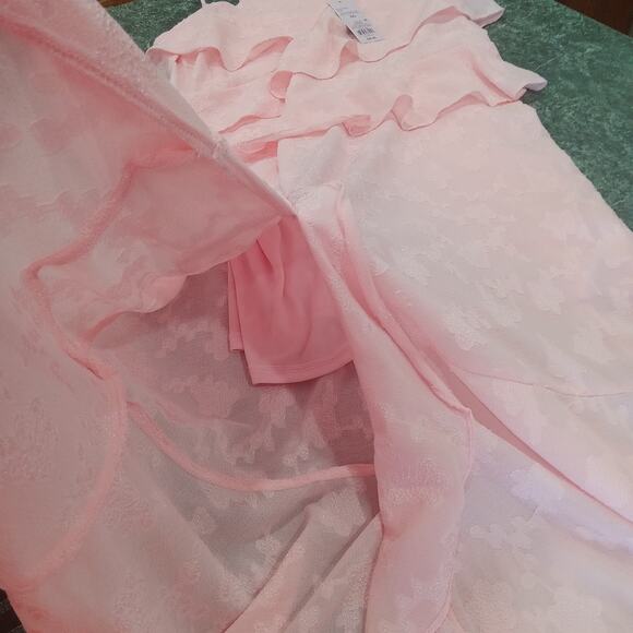 NWT Wild Fable Blush Pink Ruffle Embossed Floral Midi Dress Plus Size 2x Fairy - Picture 13 of 16